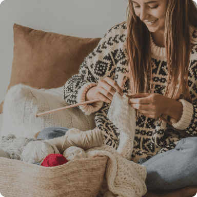 Person knitting