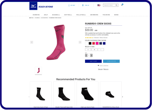 Example of product detail page